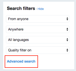 Twitter advanced search