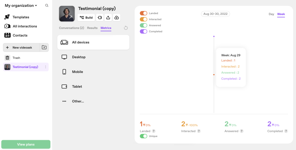 VideoAsk analytics